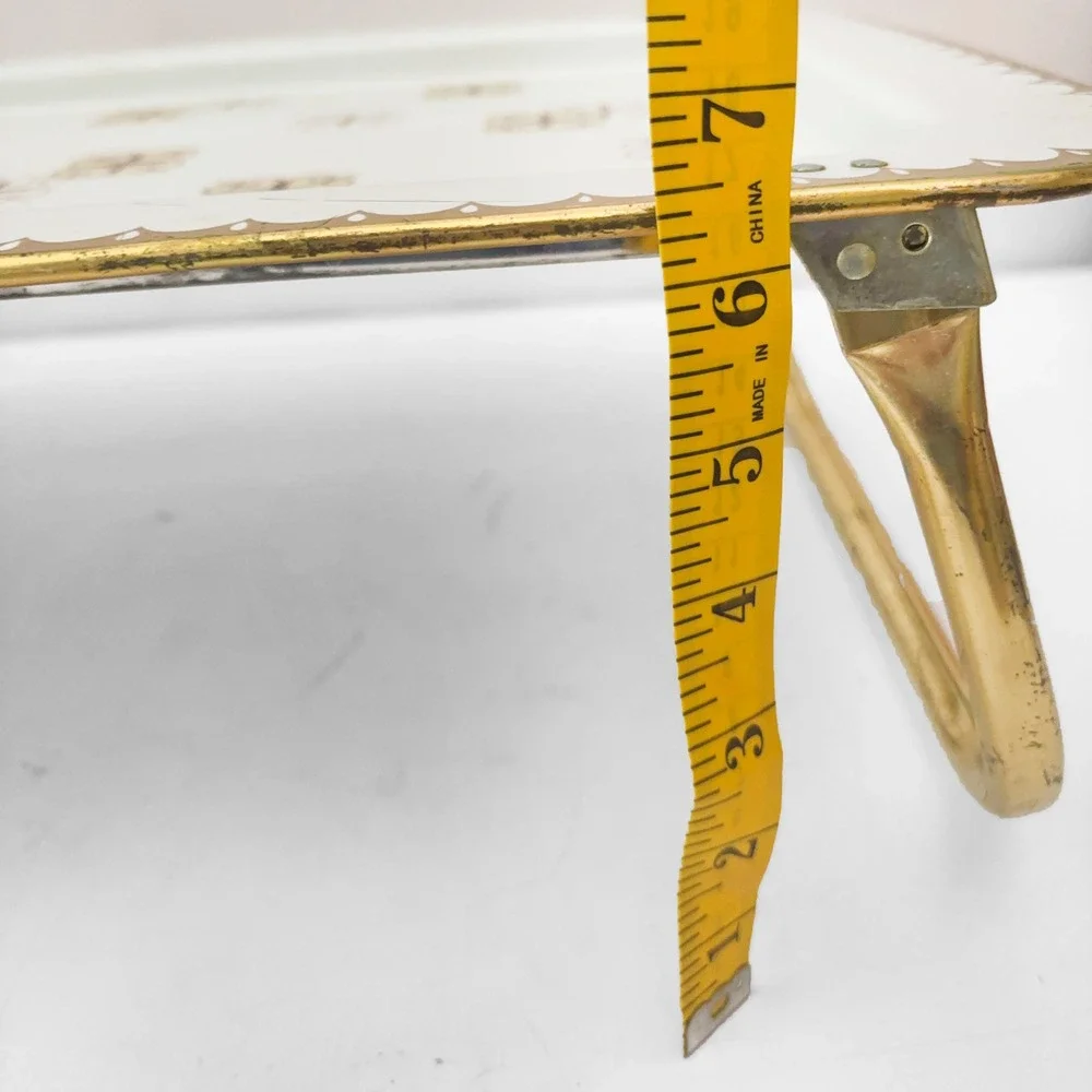 VTG Mid Century Metal TV Tray Gold Metallic With Fold Out Legs